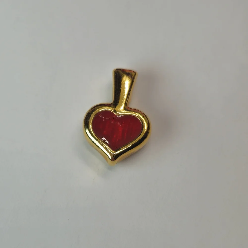 Gold & Red Shimmer Heart Pendant or Charm Chunky Heart Pendant - Picture 5 of 5